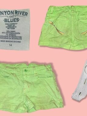 GIRL GREEN SHORTS CANYON RIVER BLUES Size 10.5 And 14